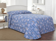 81" x 110" Martex Rx Bedspread, Twin Size, Shells & Stripes